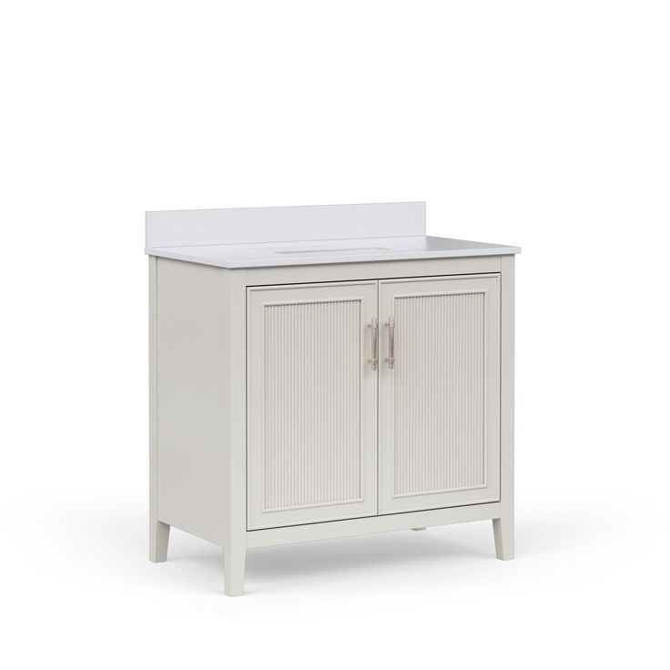 Style Selections Alaia 36-in Muse Gray Undermount Single Sink Bathroom Vanity with White Engineered Stone Top