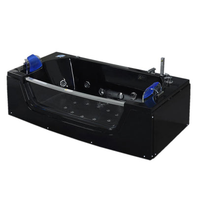 Jamaica with Heater 71 in. Acrylic Center Drain Corner Alcove Whirlpool Bathtub in Black - Super Arbor