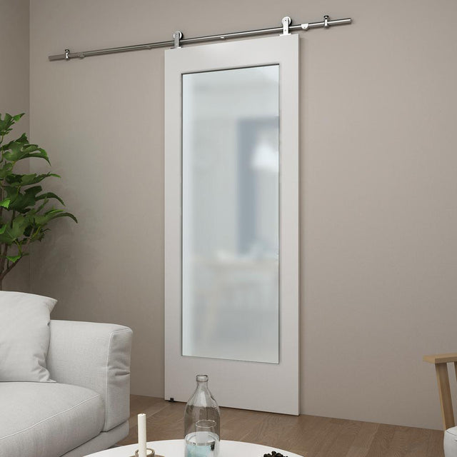 33 in. x 84 in. Unfinished Clear Pine 1-Lite Interior Barn Door Slab