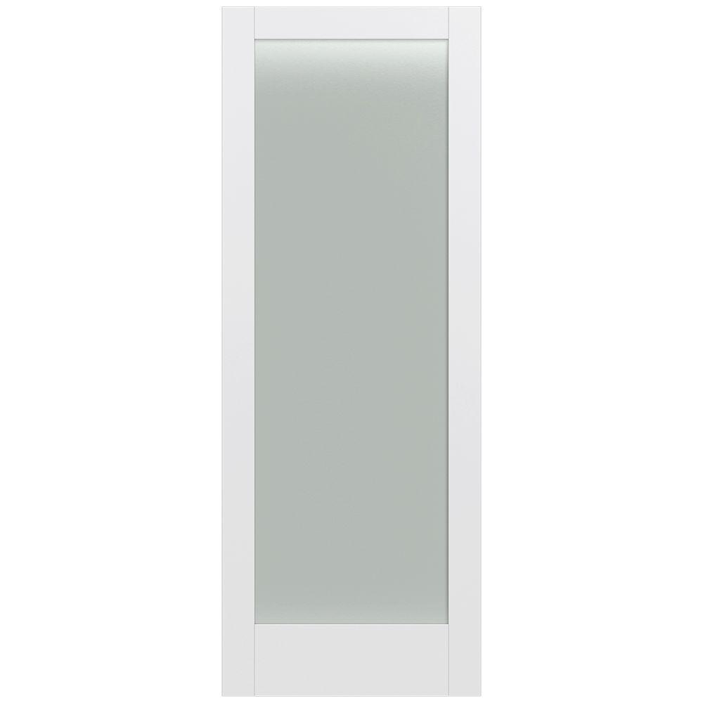 32 in. x 80 in. MODA Primed PMT1011 Solid Core Wood Interior Door Slab w/Translucent Glass - Super Arbor