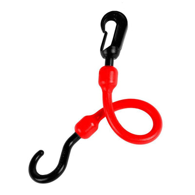 12 in. Polyurethane Fixed End Bungee Cord with Molded Nylon Hook and Clip in Red - Super Arbor