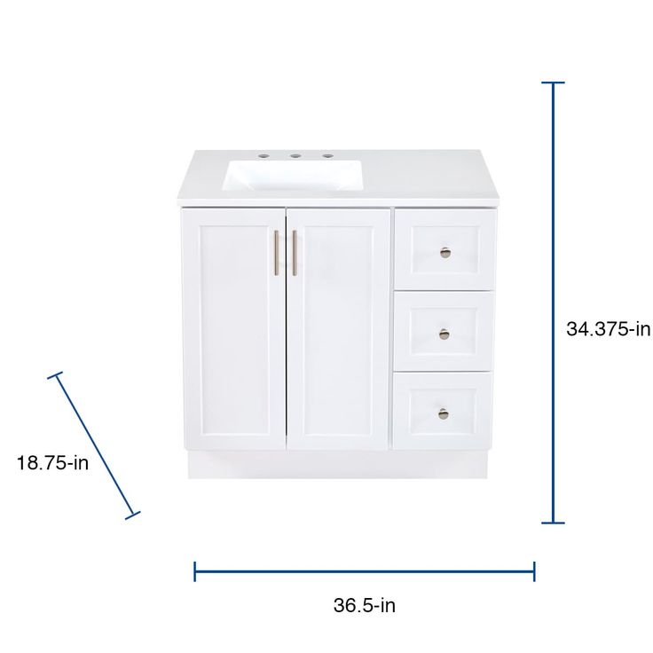 Style Selections Davies 36-in White Single Sink Bathroom Vanity with White Cultured Marble Top (Mirror Included)