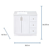 Style Selections Davies 36-in White Single Sink Bathroom Vanity with White Cultured Marble Top (Mirror Included)