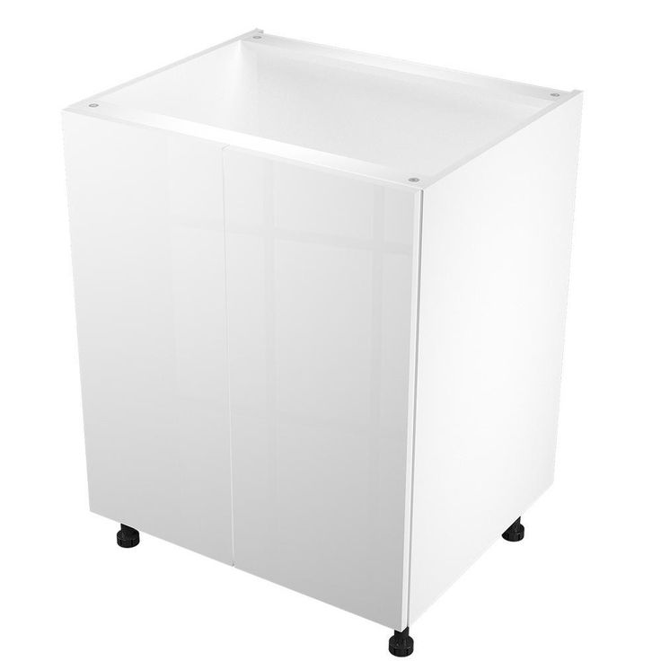 Threespine White Gloss Wood Slab Door Stock Ready to Assemble Base Kitchen Cabinet 30 in. x 34.5 in. x 24 in.