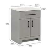 Style Selections Potter 24-in Gray Single Sink Bathroom Vanity with White Cultured Marble Top