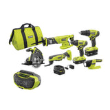 18-Volt ONE+ Lithium-Ion Cordless 6-Tool Combo Kit with (2) Batteries, Charger, and Bag - Super Arbor