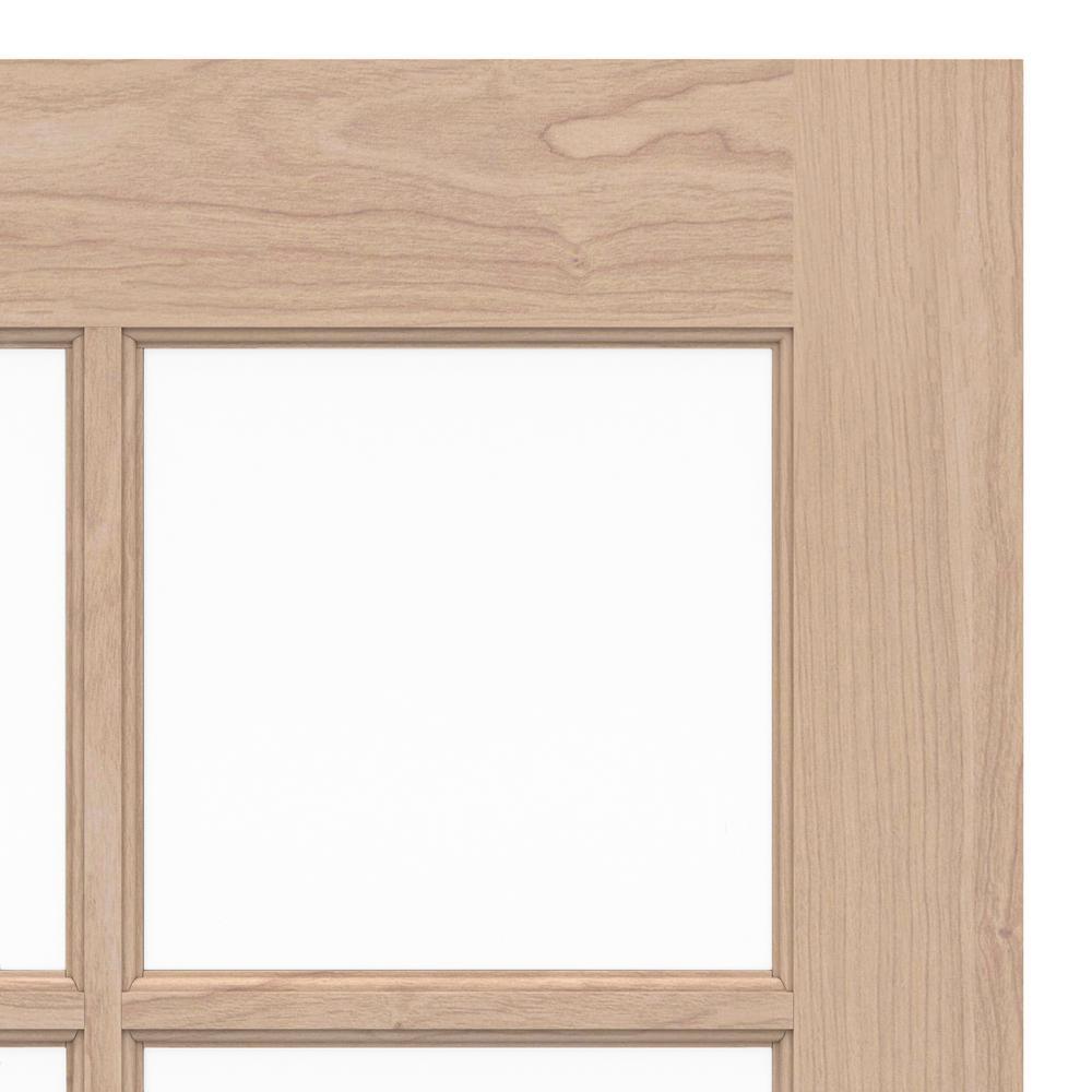 36 in. x 80 in. Rustic Knotty Alder Wood 10-Lite Clear Tempered Glass TDL Stainable Interior Door Slab - Super Arbor