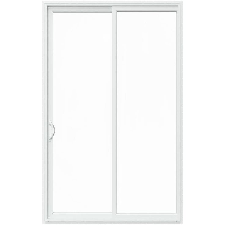 JELD-WEN 96-in x 80-in 4-9/16-in Low-e White Vinyl Sliding Left-Hand Sliding Double Patio Door Screen Included