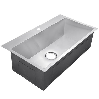 Handmade Drop-in Stainless Steel 33 in. x 22 in. x 9 in. 1-Hole Single Bowl Kitchen Sink in Brushed Finish