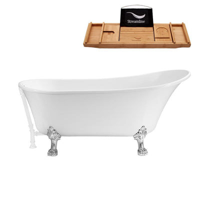 67 in. Acrylic Clawfoot Non-Whirlpool Bathtub in White - Super Arbor