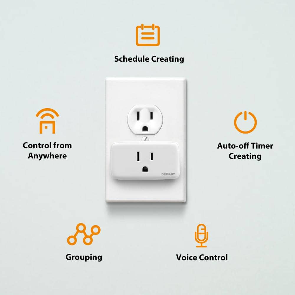 Google Nest Hub 2nd Gen Smart Home Speaker and 7" Display in Chalk with Defiant Smart HubSpace Plug with 1 Outlet (2-Pack)
