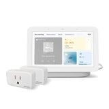 Google Nest Hub 2nd Gen Smart Home Speaker and 7" Display in Chalk with Defiant Smart HubSpace Plug with 1 Outlet (2-Pack)