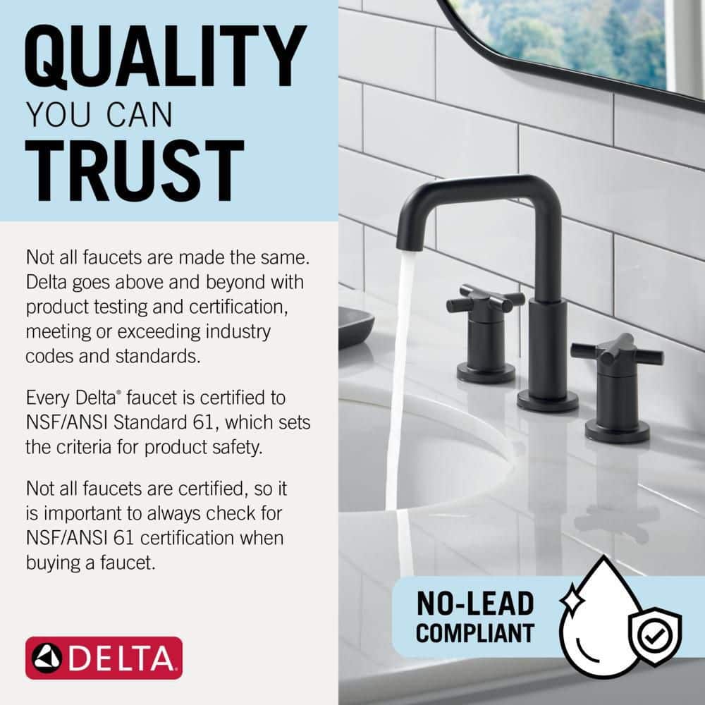 Nicoli J-Spout 8 in. Widespread Double Handle Bathroom Faucet in Champagne Bronze by Delta