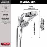 Delta HydroRain Chrome Two-in-One 4-Spray Dual Shower Head with Hand Shower, 1.75 GPM (6.6 LPM), 6 in.