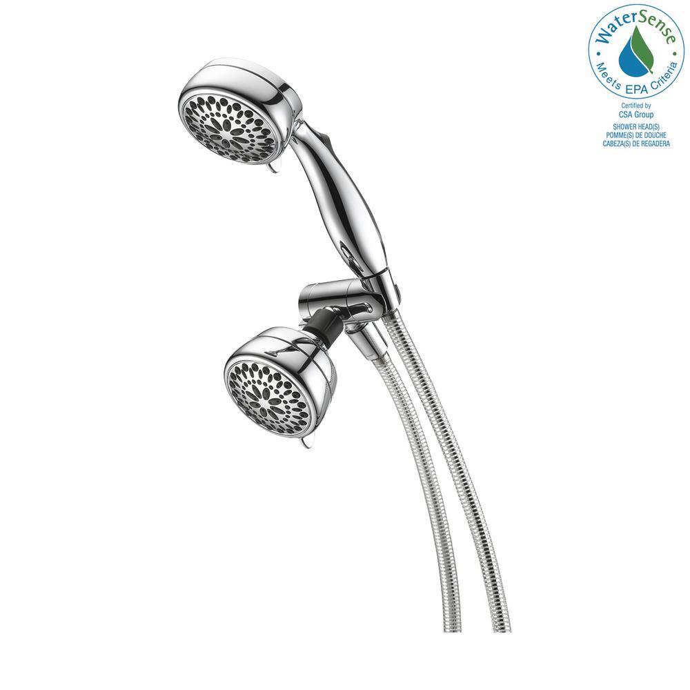 Delta 7-Spray 3.4 in. Dual Wall Mount Fixed and Handheld Shower Head in Chrome