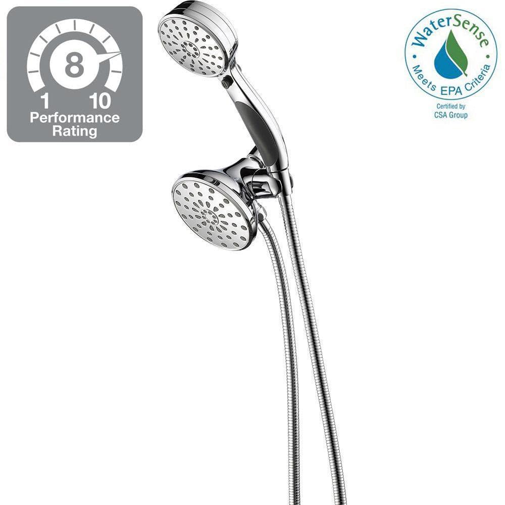 Delta ActivTouch 9-Spray 3.7 in. Dual Wall Mount Fixed and Handheld Shower Head in Stainless