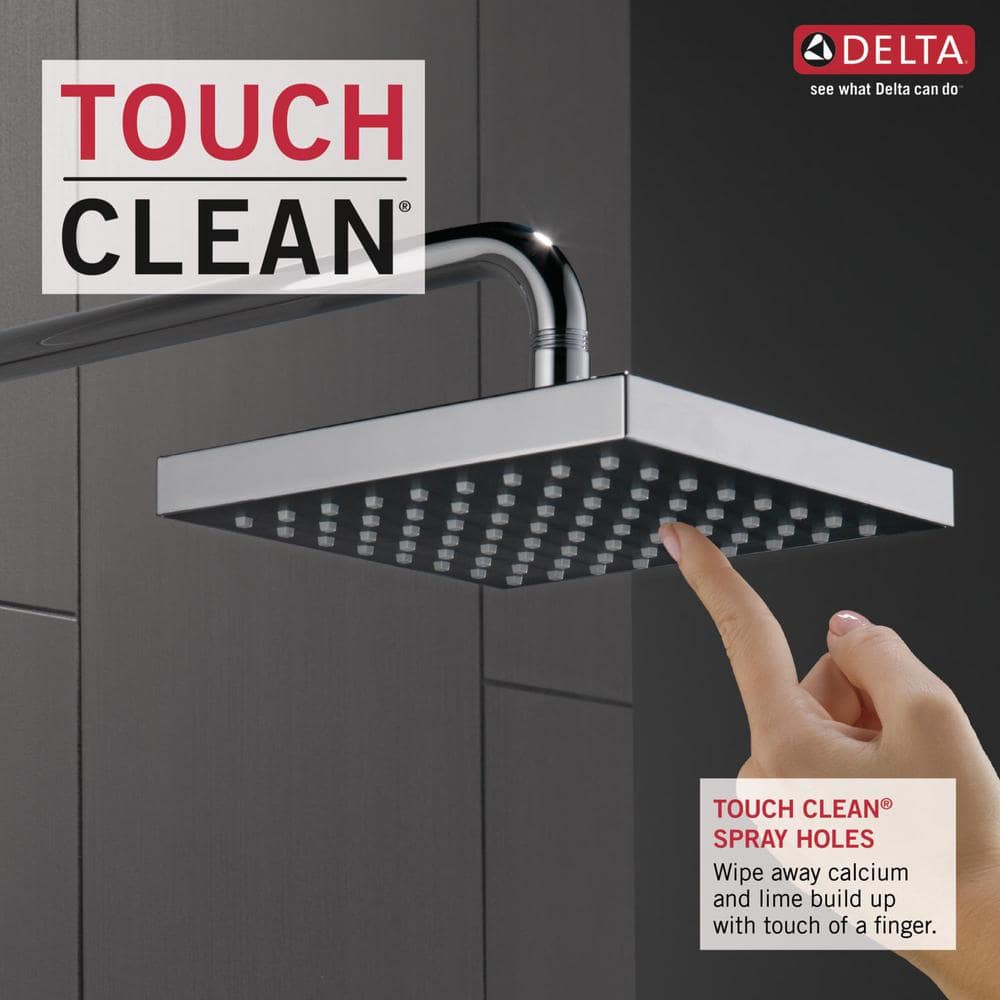 Delta 1-Pattern 8 in. Wall Mount Rain Fixed Shower Head in Chrome