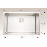 Unbranded 27 in. Chrome Undermount Laundry/Utility Sink - 16 Gauge Stainless Steel