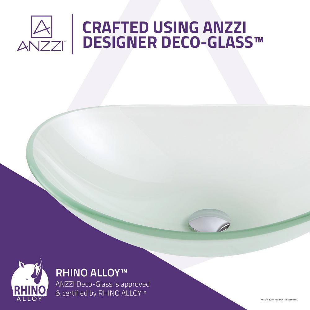 ANZZI Forza Series Deco-Glass Vessel Sink, 21 x 14.25 x 6.375 in, Lustrous Frosted