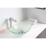 ANZZI Forza Series Deco-Glass Vessel Sink, 21 x 14.25 x 6.375 in, Lustrous Frosted