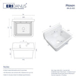 Eridanus Mason Wall Mount Laundry Utility Sink 10 Gallon in Crisp White with Basket Strainer