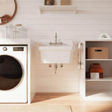 Eridanus Mason Wall Mount Laundry Utility Sink 10 Gallon in Crisp White with Basket Strainer