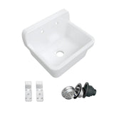 Eridanus Mason Wall Mount Laundry Utility Sink 10 Gallon in Crisp White with Basket Strainer