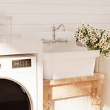 Eridanus Mason Wall Mount Laundry Utility Sink 10 Gallon in Crisp White with Basket Strainer