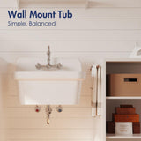 Eridanus Mason Wall Mount Laundry Utility Sink 10 Gallon in Crisp White with Basket Strainer