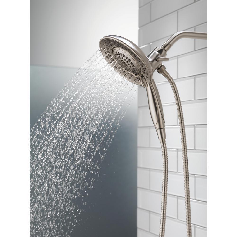 In2ition Two-in-One 5-Spray 6.8 in. Dual Wall Mount Fixed and Handheld Shower Head in Stainless - Super Arbor