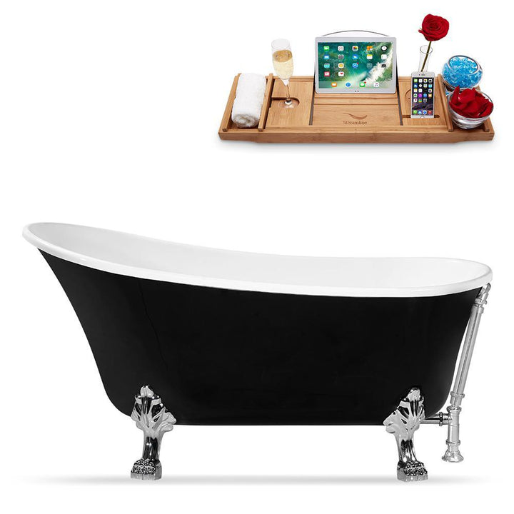 67 in. Acrylic Clawfoot Non-Whirlpool Bathtub in Black - Super Arbor