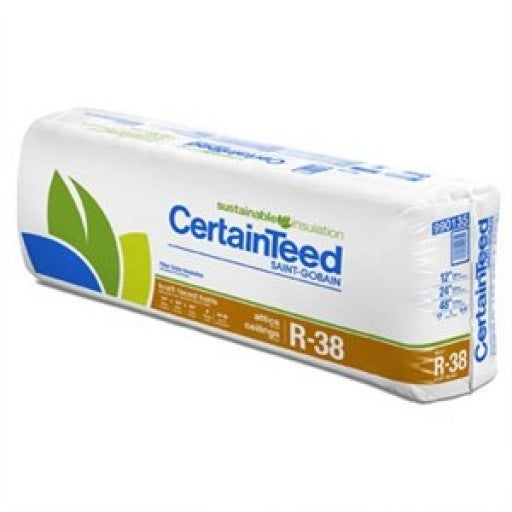 Insulation R28 Certainteed CertainTeed R-38C Kraft-Faced Fiberglass Batt Insulation, 15 in x 48 i ...