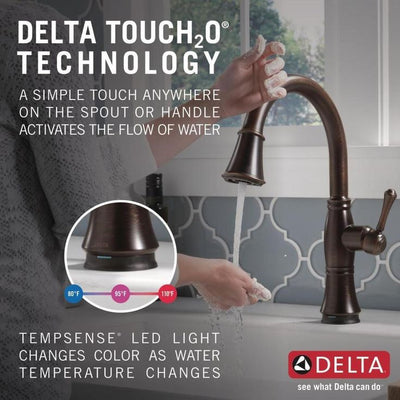 Delta Cassidy Touch2O Venetian Bronze 1-Handle Deck-Mount Pull-Down Touch Kitchen Faucet