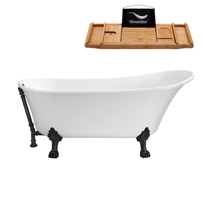 63 in. Acrylic Clawfoot Non-Whirlpool Bathtub in White - Super Arbor