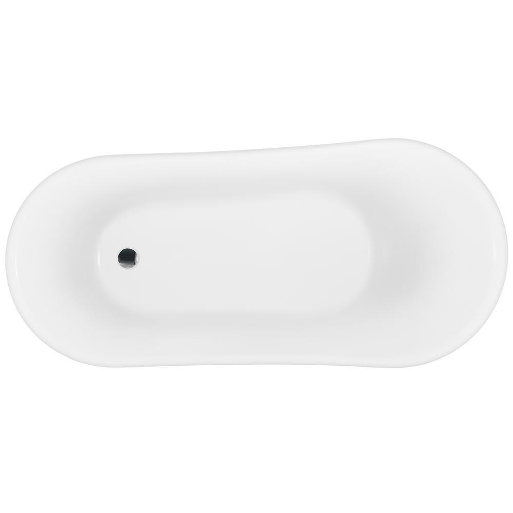 60 in. Fiberglass Single Slipper Clawfoot Non-Whirlpool Bathtub in Glossy Black - Super Arbor