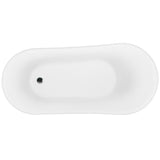60 in. Fiberglass Single Slipper Clawfoot Non-Whirlpool Bathtub in Glossy Black - Super Arbor