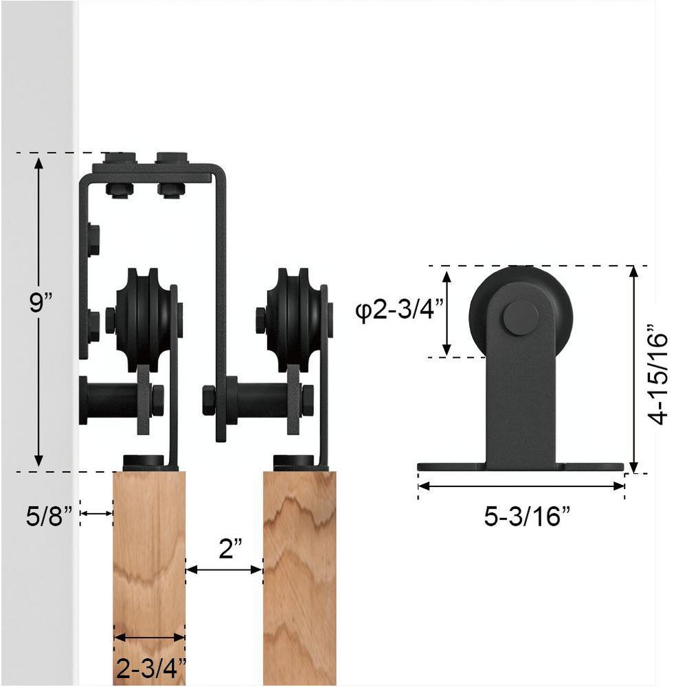 6 ft./72 in. Steel Bypass Sliding Barn Door Hardware Track for Double Wooden Doors Closet Kitchen Kit - Super Arbor