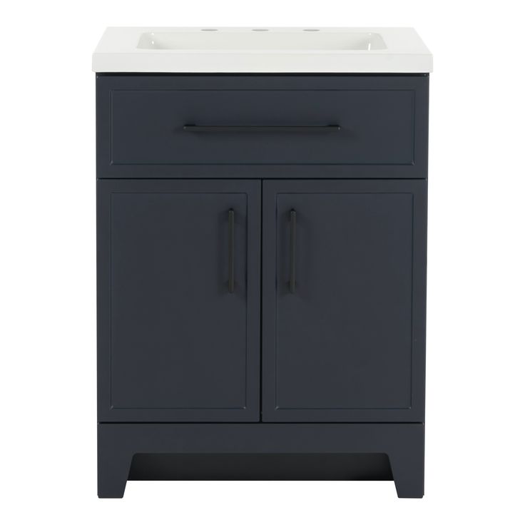 Style Selections Potter 24-in Blue Single Sink Bathroom Vanity with White Cultured Marble Top