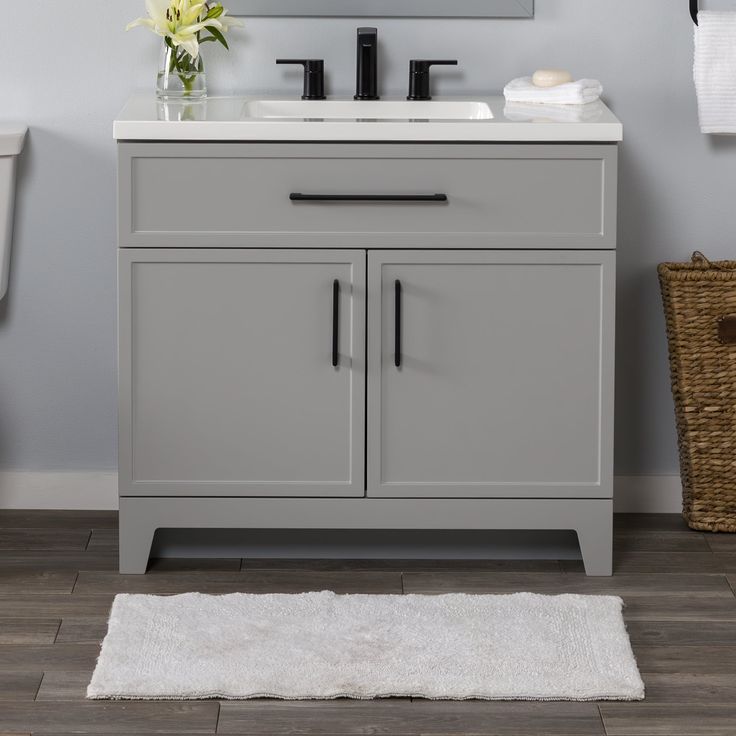Style Selections Potter 36-in Gray Single Sink Bathroom Vanity with White Cultured Marble Top