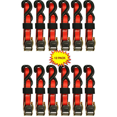 1 in. x 10 ft. Red Cam Buckle 900 lbs./S-Hook (12-Pack)