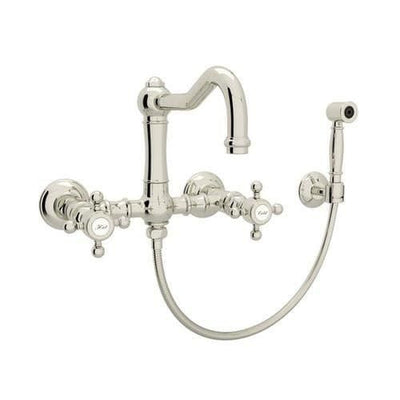 Rohl Italian Kitchen Acqui Polished Nickel 2-Handle Wall-Mount Bridge Handle Kitchen Faucet