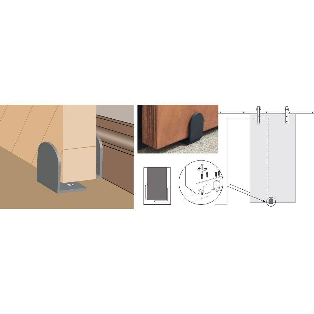 78 in. Black Solid Steel Rolling Barn Door Hardware Kit for Single Wood Doors with Non-Routed Adjustable Floor Guides - Super Arbor
