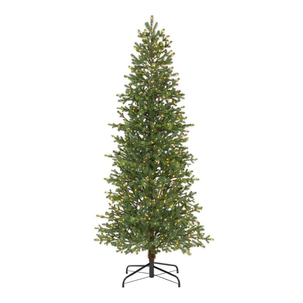 7 ft Elegant Grand Fir Slim LED Pre-Lit Artificial Christmas Tree with ...