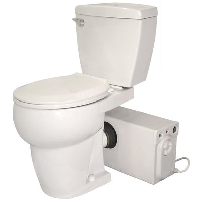 Bathroom Anywhere 2-Piece 1.28 GPF Single Flush Round Toilet with Seat Macerating Pump in White - Super Arbor