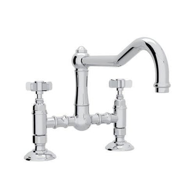 Rohl Italian Kitchen Acqui Polished Chrome 2-Handle Deck-Mount Bridge Handle Kitchen Faucet