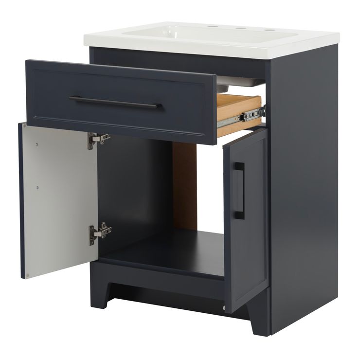 Style Selections Potter 24-in Blue Single Sink Bathroom Vanity with White Cultured Marble Top