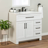 Style Selections Cauley 36-in White Single Sink Bathroom Vanity with White Cultured Marble Top
