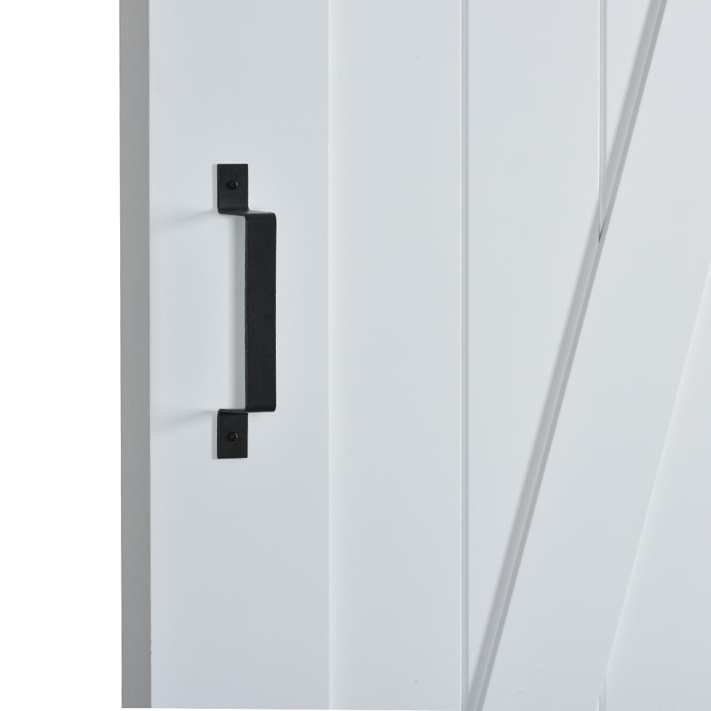 43 in. x 84 in. Z Planked Primed MDF Solid Core Wood Barn Door with Matte Black Sliding Door Hardware Kit - Super Arbor