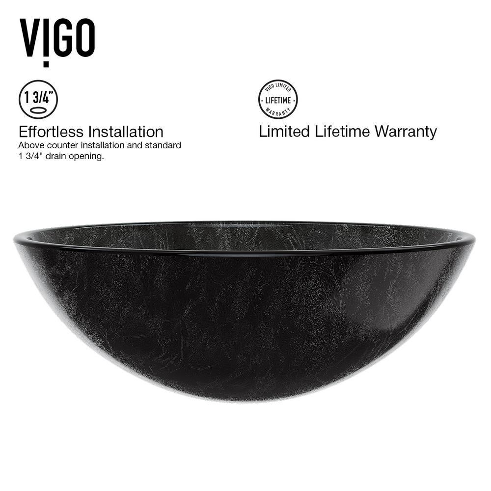 Glass Vessel Bathroom Sink in Gray Onyx and Seville Faucet Set in Matte Black - Super Arbor