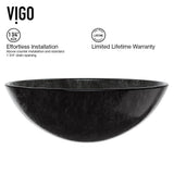 Glass Vessel Bathroom Sink in Gray Onyx and Seville Faucet Set in Matte Black - Super Arbor